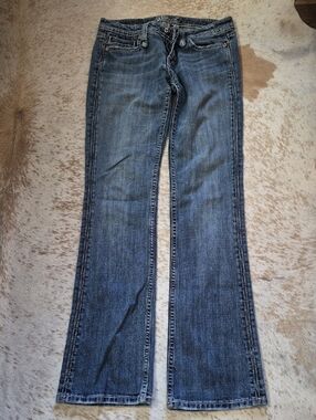 Miss Me Blue Boot Cut Jeans with Contrast Stitching